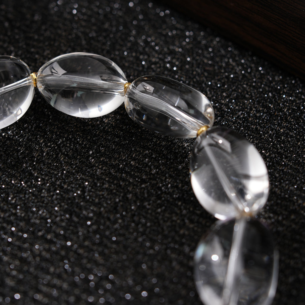 Kunzite and White Crystal Beaded Bracelet